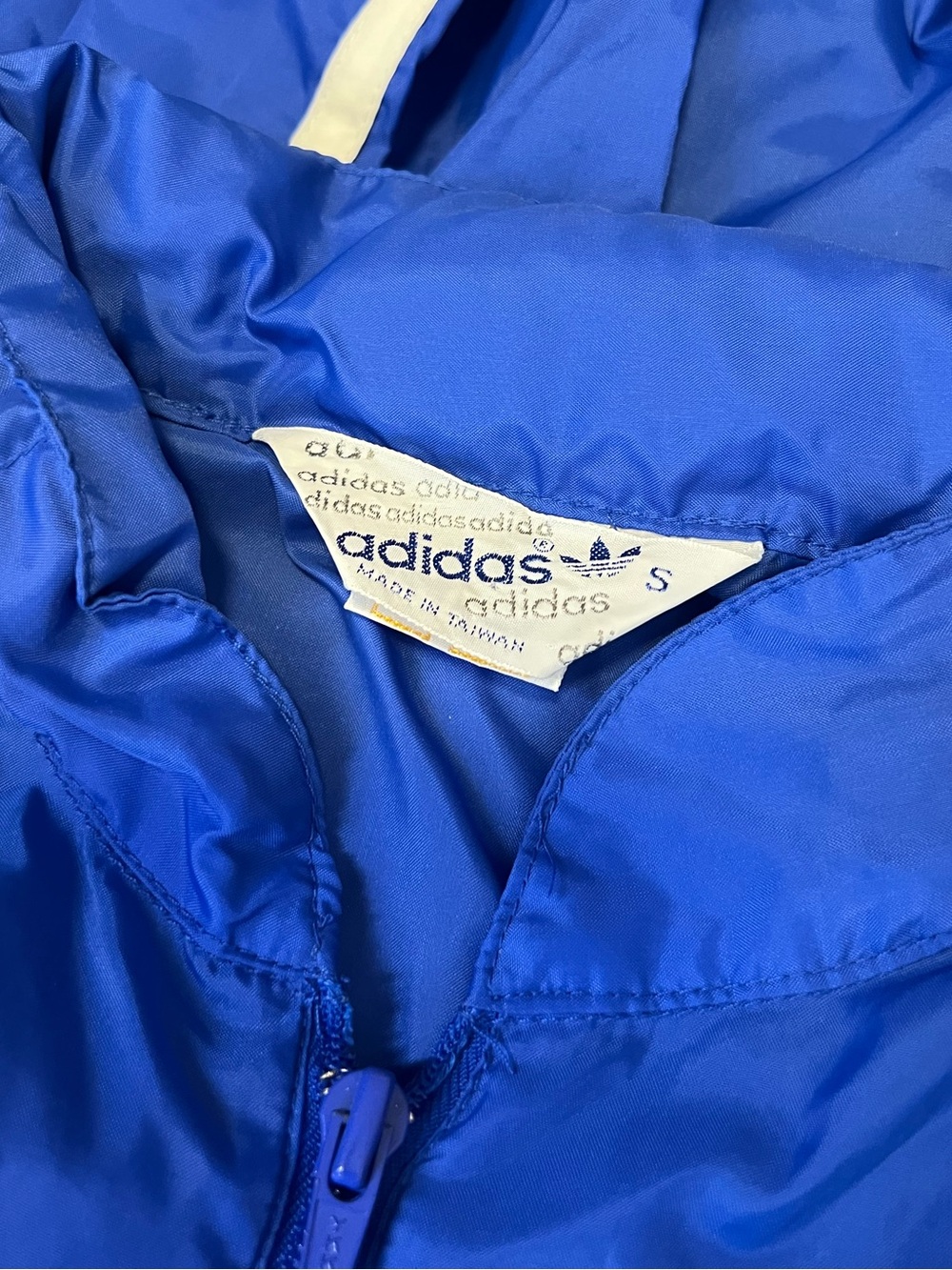 Vintage 80’s 90’s adidas Royal Blue Windbreaker with White Sleeve Stripes
